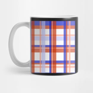 Cozy plaid tartan in cobalt blue and orange Mug